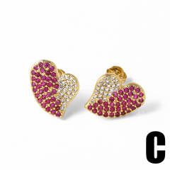 18KG full diamond heart earings studs earrings