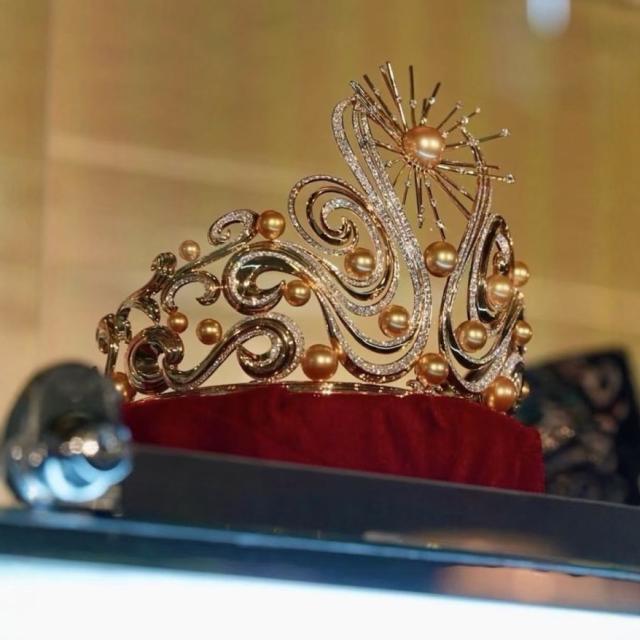 Luxury gold color pearl unique large Wedding Birthday Crown Baroque Crown