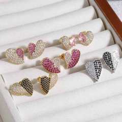 18KG full diamond heart earings studs earrings