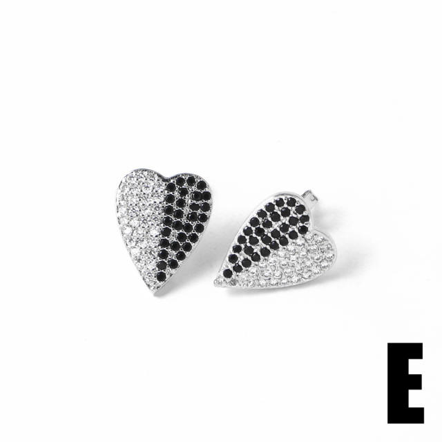18KG full diamond heart earings studs earrings