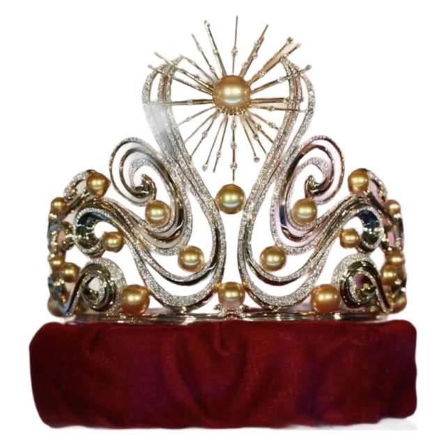 Luxury gold color pearl unique large Wedding Birthday Crown Baroque Crown