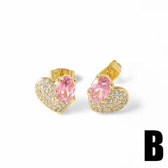 18KG full diamond heart earings studs earrings