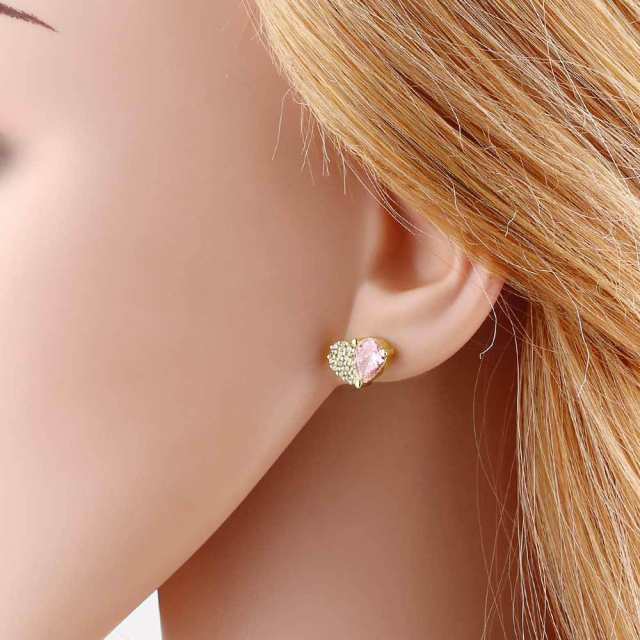 18KG full diamond heart earings studs earrings