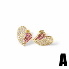 18KG full diamond heart earings studs earrings