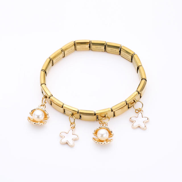 Hot Sale Starfish Shell Pendant Series Italian Module Bracelet Stainless Steel Jewelry Bracelet