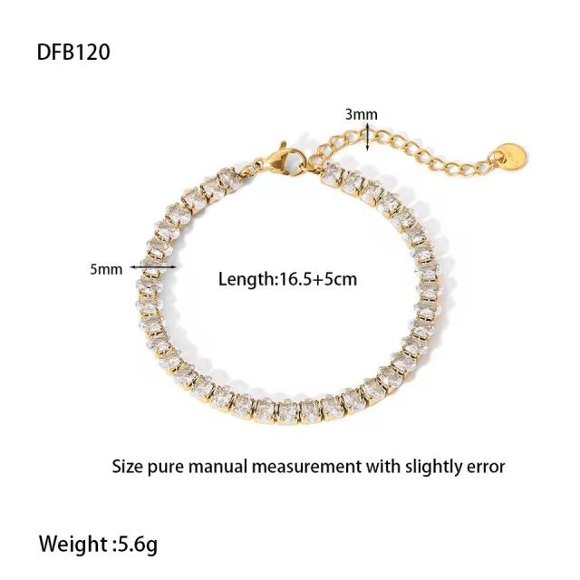 Delicate cubic zircon setting stainless steel bracelet collection tennis bracelet