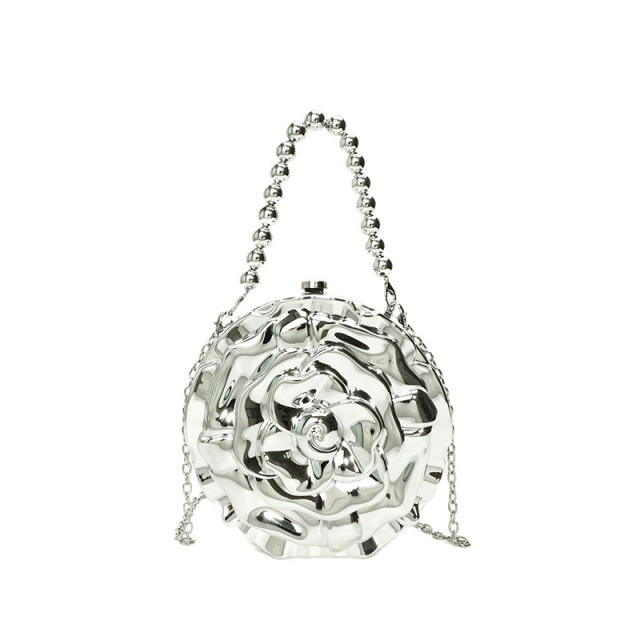 Personality gold silver color acrylic flower shape box bag crossbody bag
