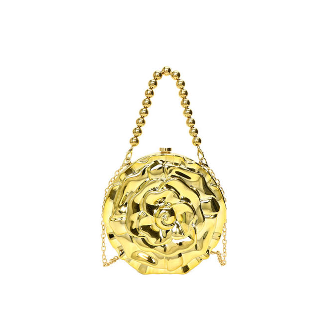 Personality gold silver color acrylic flower shape box bag crossbody bag