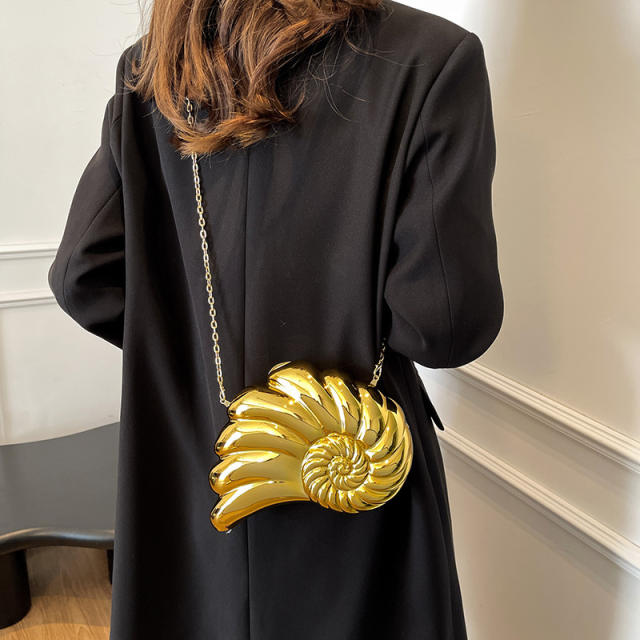Unique colorful acrylic shell shape box bag evening bag