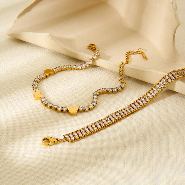 Delicate cubic zircon setting stainless steel bracelet collection tennis bracelet