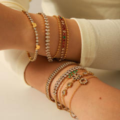 Delicate cubic zircon setting stainless steel bracelet collection tennis bracelet