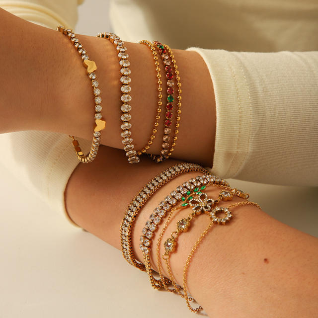 Delicate cubic zircon setting stainless steel bracelet collection tennis bracelet