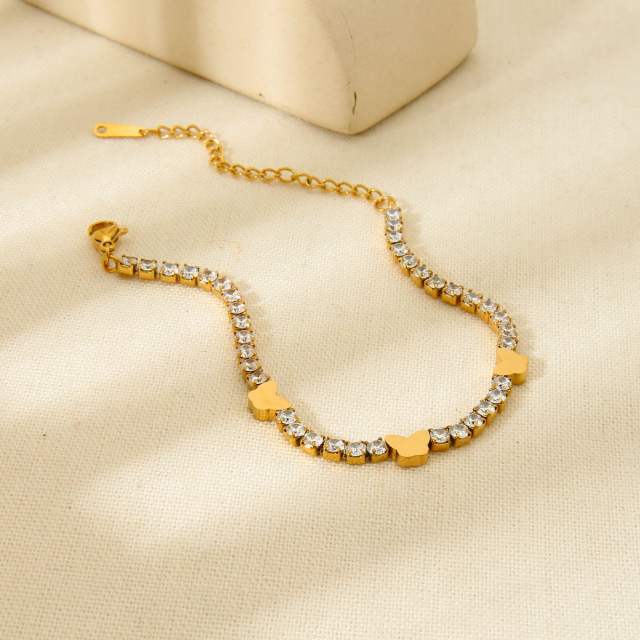 Delicate cubic zircon setting stainless steel bracelet collection tennis bracelet