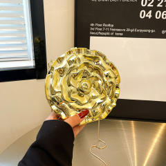 Personality gold silver color acrylic flower shape box bag crossbody bag