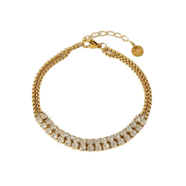 Delicate cubic zircon setting stainless steel bracelet collection tennis bracelet