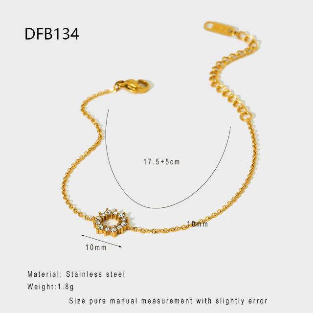 Delicate cubic zircon setting stainless steel bracelet collection tennis bracelet