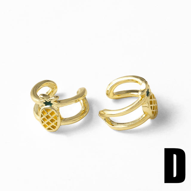 18KG enamel fruit strawberry cherry gold plated copper ear cuff