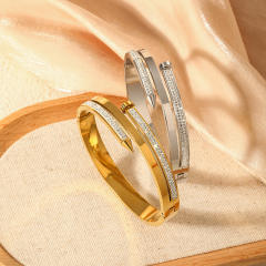 18KG classic diamond nail design stainless steel bangle