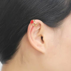 18KG enamel fruit strawberry cherry gold plated copper ear cuff
