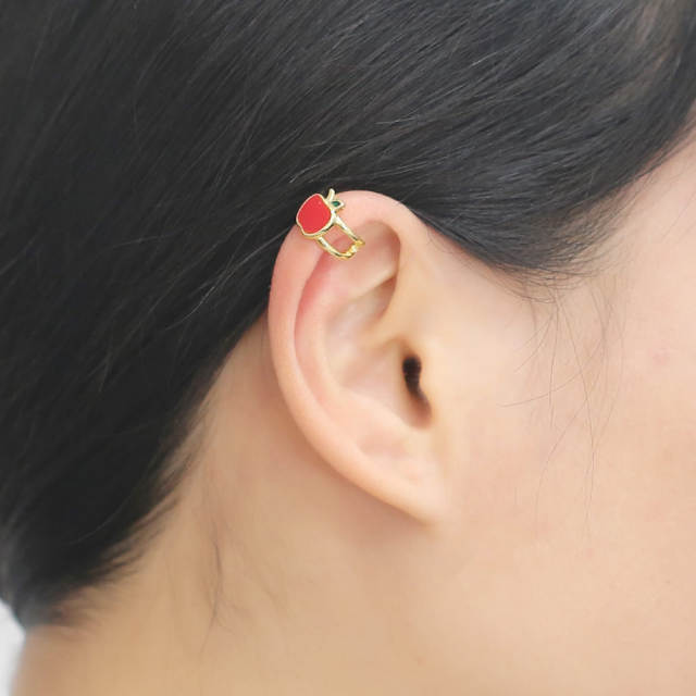 18KG enamel fruit strawberry cherry gold plated copper ear cuff