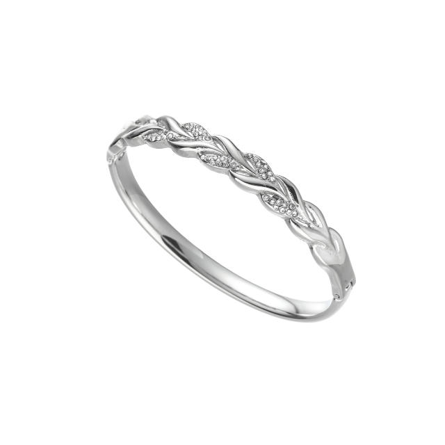 18K Gold plated twisted design stainless steel bangle diamond bangle