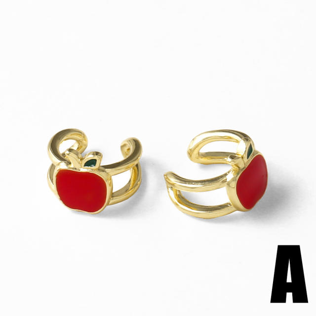 18KG enamel fruit strawberry cherry gold plated copper ear cuff