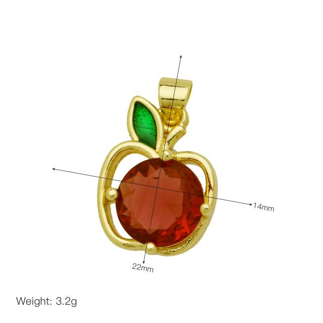 New Fashion High Sense zircon Heart-shaped Love Apple Cherry Copper Plated 18k Pendant DIY jewelry accessory