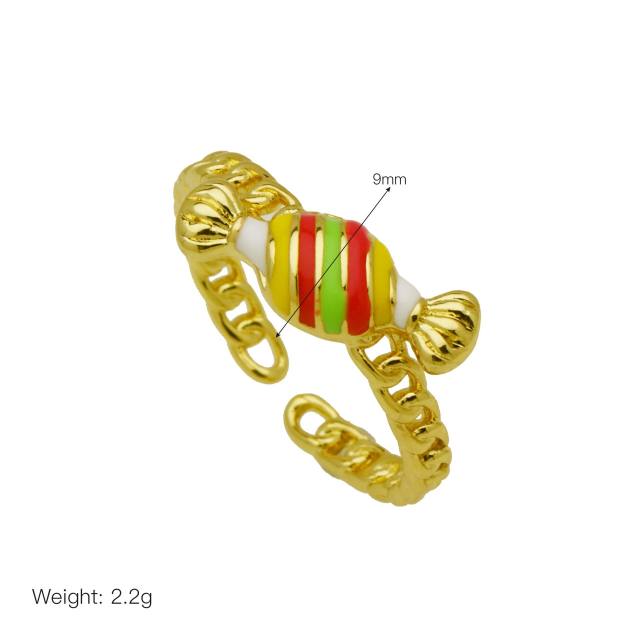 Spring summer color enamel fruit holiday rings real gold plated rings