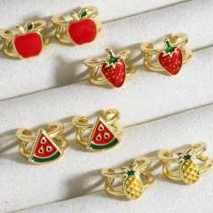 18KG enamel fruit strawberry cherry gold plated copper ear cuff