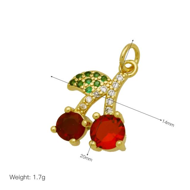 New Fashion High Sense zircon Heart-shaped Love Apple Cherry Copper Plated 18k Pendant DIY jewelry accessory