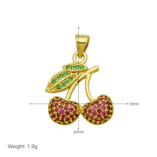 New Fashion High Sense zircon Heart-shaped Love Apple Cherry Copper Plated 18k Pendant DIY jewelry accessory