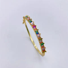 18KG rainbow cubic zircon gold plated copper women bangle