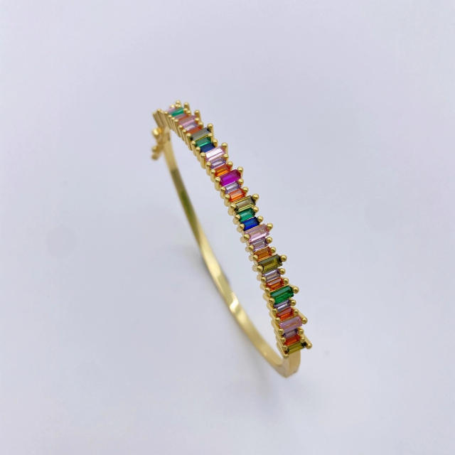 18KG rainbow cubic zircon gold plated copper women bangle