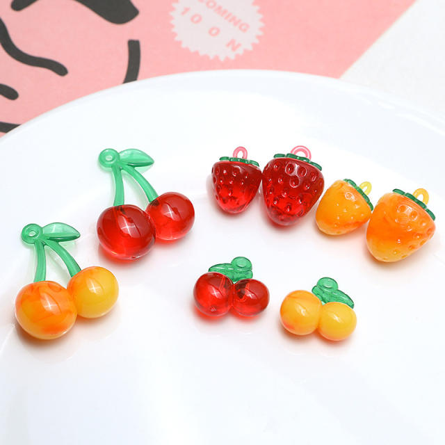 Small fresh sweet fruit strawberry cherry resin pendant diy Handmade Jewelry 1pcs price