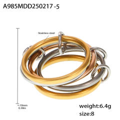 five-ring color matching zircon ring stainless steel rings