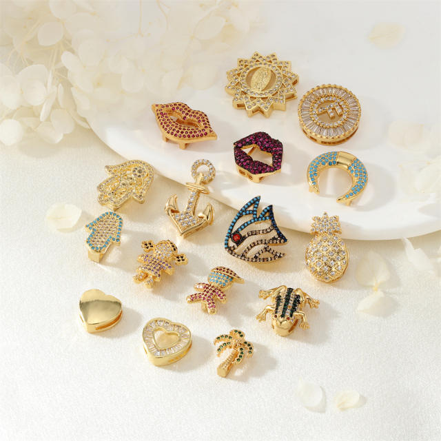 Micro Set Zircon Bracelet Necklace Pendant Full Set Diamond Palm Child Heart Shape Animal Fruit Letter Watch Strap Accessories