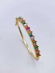 18KG rainbow cubic zircon gold plated copper women bangle