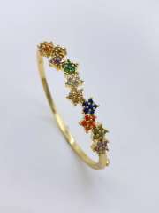 Delicate rainbow cz gold plated copper bangle