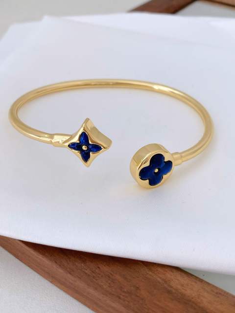 Classic colorful clover gold plated copper cuff bangle for women