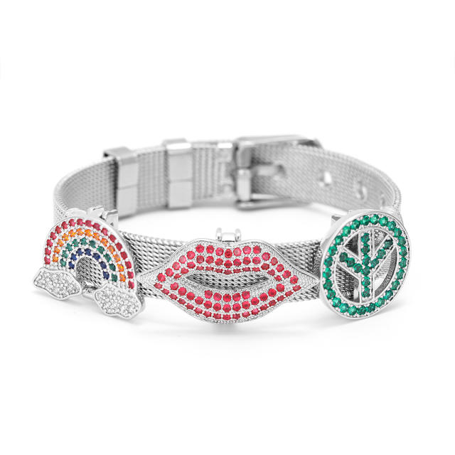 New Stainless Steel 10mm Strap Bracelet Women's Exquisite Small DIY Bracelet charms