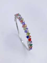 Delicate rainbow cz gold plated copper bangle