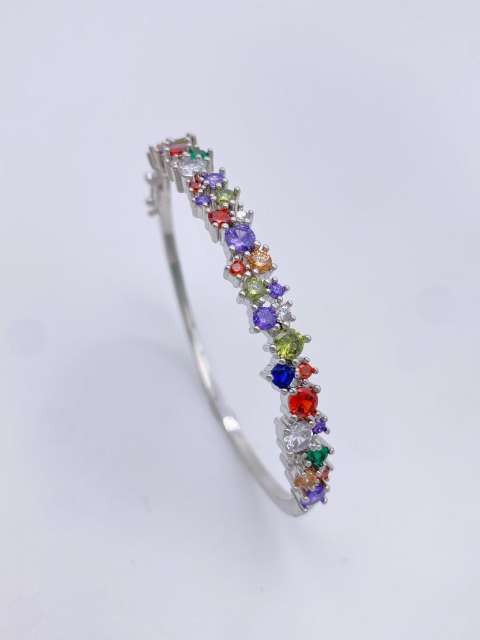 Delicate rainbow cz gold plated copper bangle