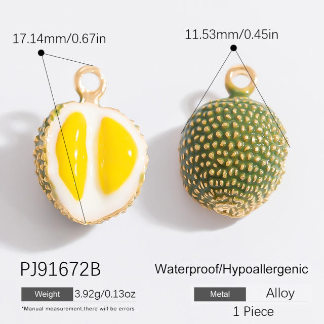 DIY accessory colorful enamel fruit stainless steel pendant for necklace bracelet