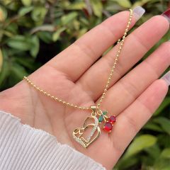 Multi-style MAMA Copper Plated 18K Gold Full Diamond Cherry Flower necklace mother's day necklace