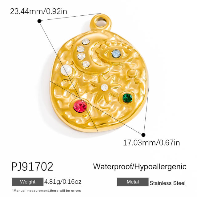 DIY accessory stainless steel heart block multi element pendant for necklace bracelet