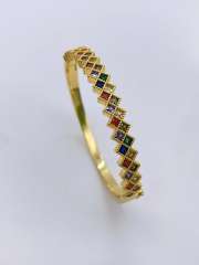 Delicate rainbow cz gold plated copper bangle