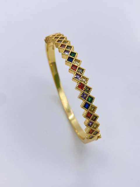 Delicate rainbow cz gold plated copper bangle