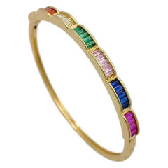 18KG rainbow cz setting women gold plated copper bangle