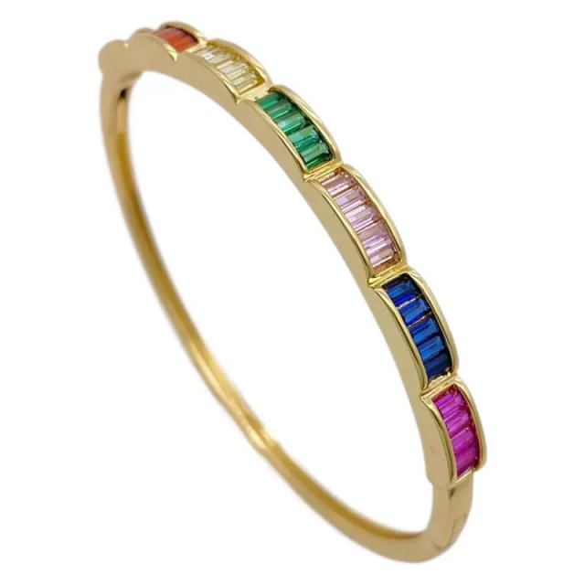 18KG rainbow cz setting women gold plated copper bangle