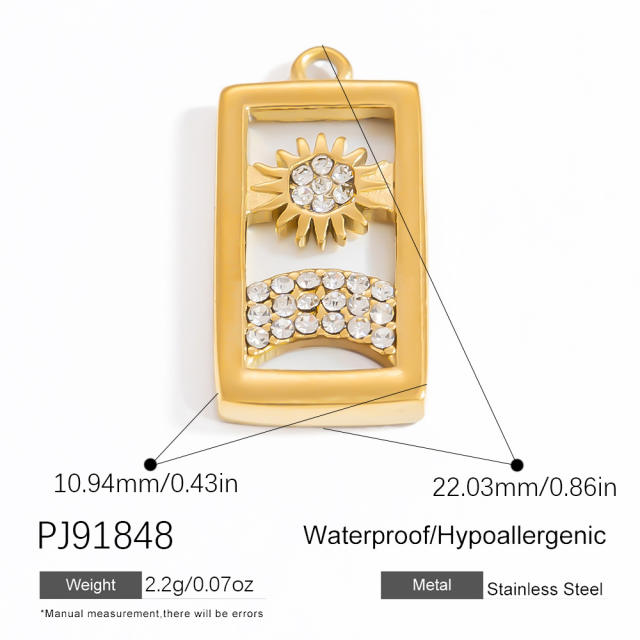 DIY accessory stainless steel heart block multi element pendant for necklace bracelet